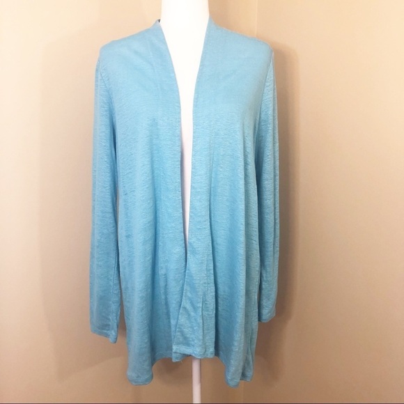 J. Jill NWT Island Blue Linen Cardigan - Small - Picture 1 of 8
